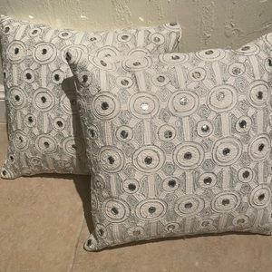 EUC Throw Pillows With Beaded Design | Set of 2